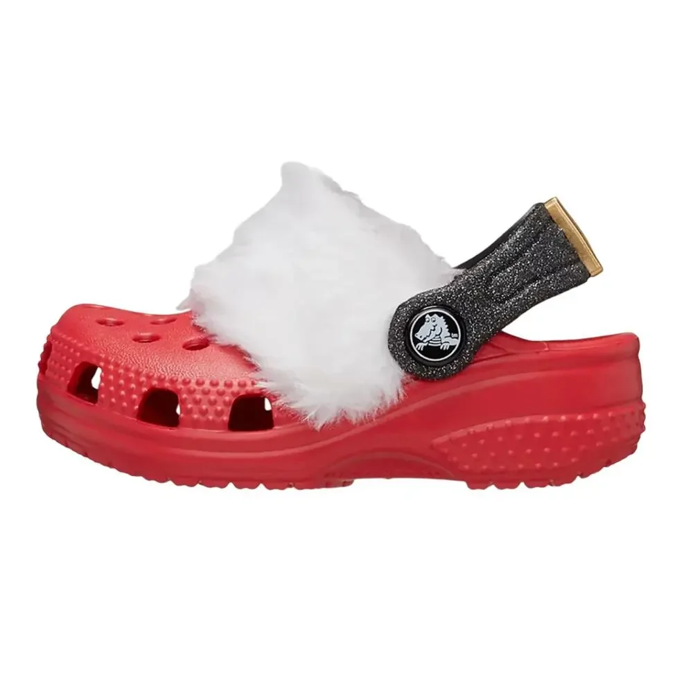 Crocs Santa Classic Clogs Baby/ Toddler C4 Festive Red White Black NWT